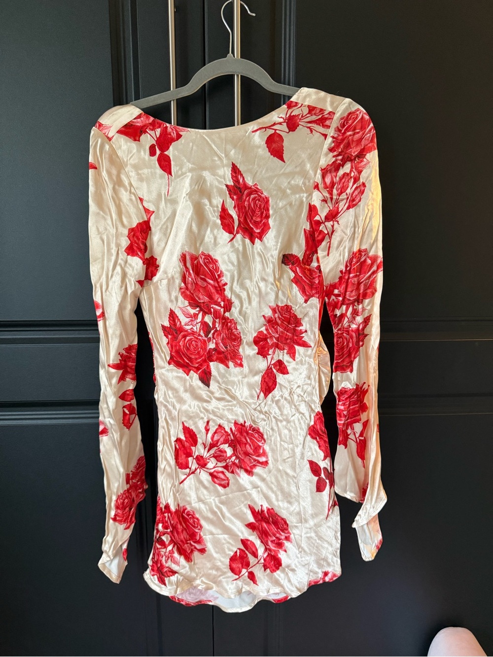 Meshki Ivory Rose Print Cowl Back Mini Dress XXS